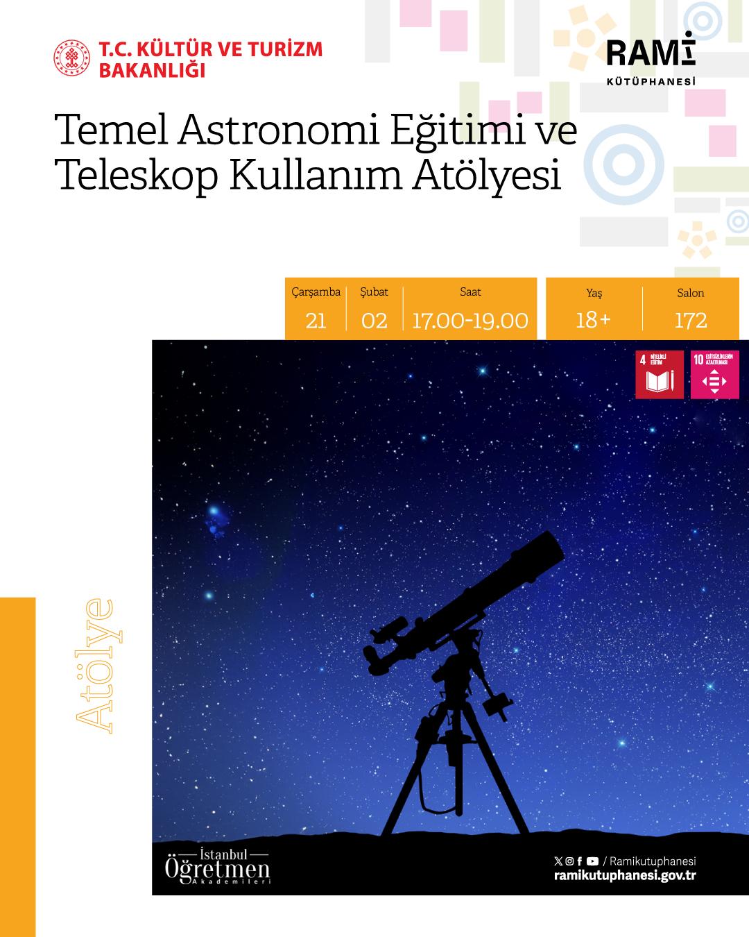 Temel Astronomi Eğitimi ve Teleskop Kullanım Atölyesi