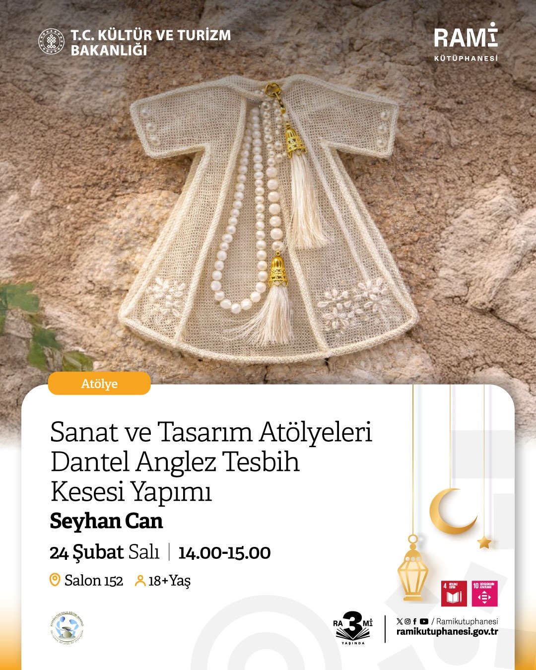 Sanat ve Tasarım Atölyeleri Dantel Anglez Tesbih Kesesi Yapımı