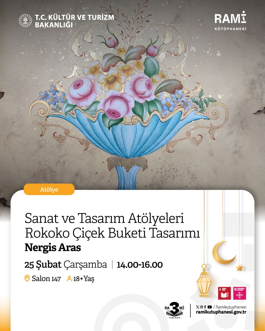 Sanat ve Tasarım Atölyeleri Rokoko Çiçek Buketi Tasarımı